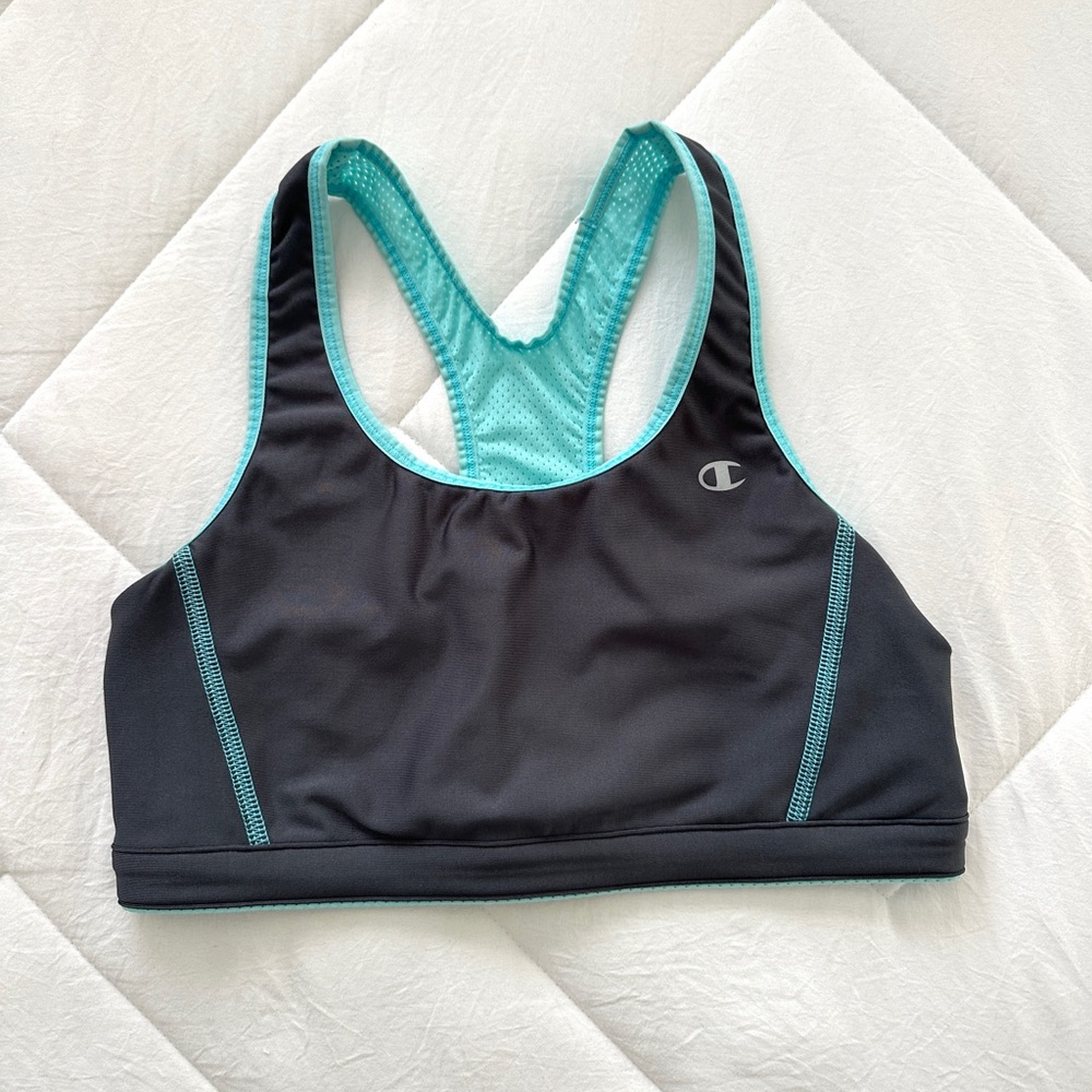 Grey and Teal Sports Bra